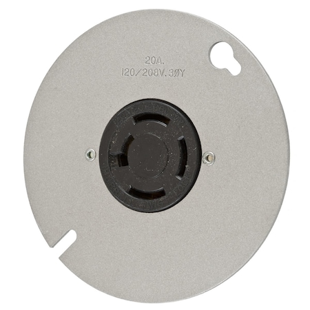 Hubbell Wiring Device-Kellems Locking Receptacle, Non-NEMA, 20 A, 120/208V AC, Three Phase, 4 Pole, Flush Mount, Screw Terminals HBL7417B